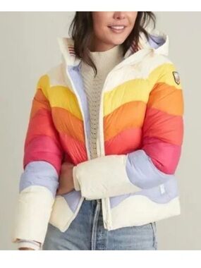 LE Après Marine Layer Rainbow Puffer Jacket - Cream Multi